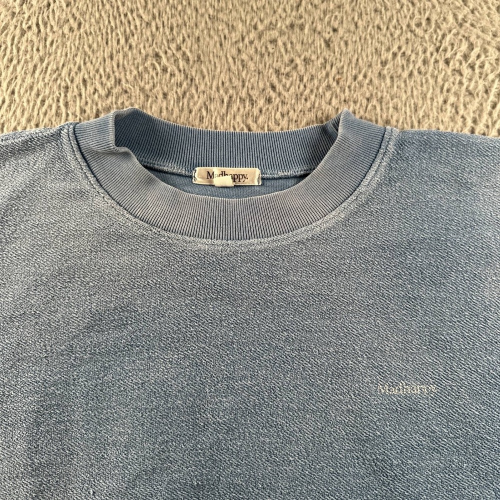 Madhappy Sweatshirt Womens M Blue‎ Terry Crewneck Pullover Cropped Boxy Washed - Picture 2 of 8